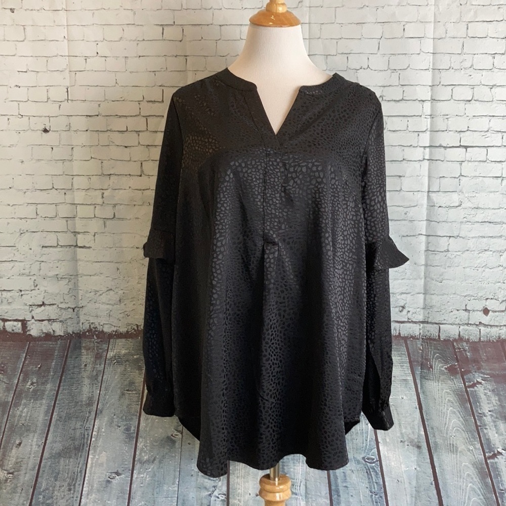 Lane Bryant Tunic Top Blouse Sz 14 Ruffle Sleeve Sz 14 Office Everyday Workwear